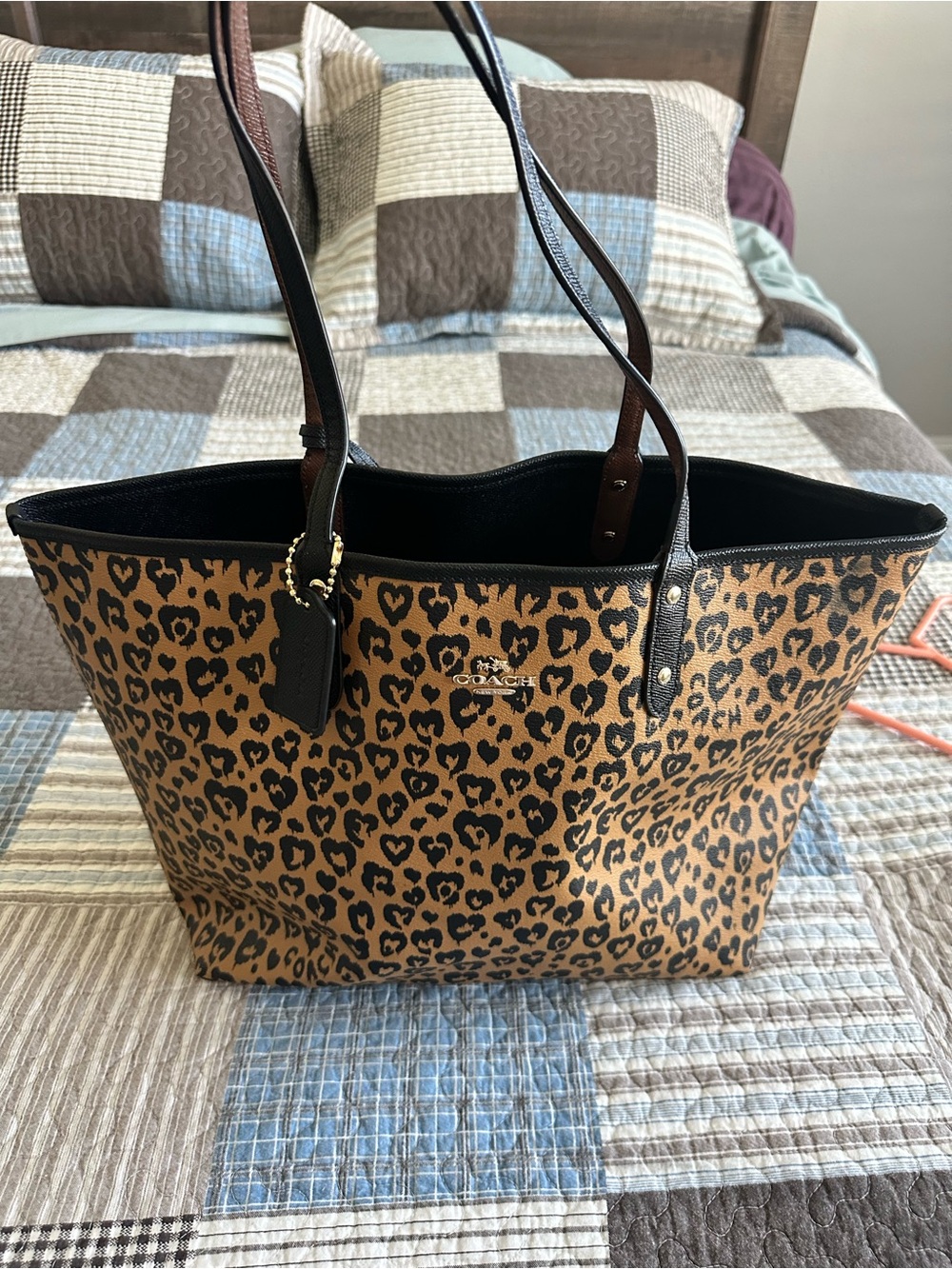 Coach Leopard-Print Tote in Brown and Black